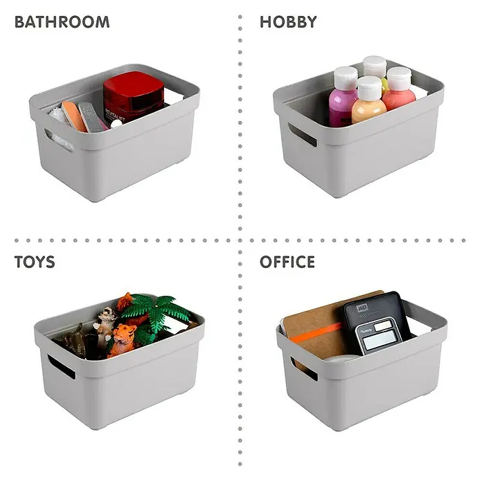 Sunware Aufbewahrungsbox Sigma Home - L x B x H: 17,7 x 12,8 x 9,3 cm, Kunststoff, Hellgrau - Aufbewahrungsboxen aus Kunststoff für Bad, Hobby, Spielzeug und Büro zur Organisation von Alltagsgegenständen.