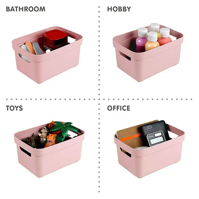 Sunware Aufbewahrungsbox Sigma Home - L x B x H: 17,7 x 12,8 x 9,3 cm, Kunststoff, Rosa - Aufbewahrungsboxen in Rosa für Bad, Hobby, Spielzeug und Büro zur vielseitigen Nutzung und Organisation.