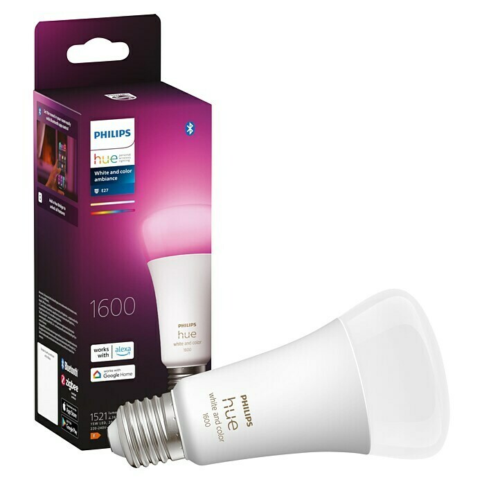 Philips Hue Smart-LED-Lampen Set White & Color (E27, Dimmbar, Warmweiß, 1.600 lm, 13,5 W, 1 Stk.) | BAUHAUS