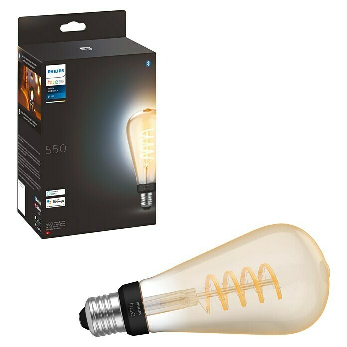 Philips Hue Smart-LED-Lampe White Ambiance Filament (E27, Dimmbar, Warmweiß, 550 lm, 7 W, Lampenbezeichnung: ST72) | BAUHAUS