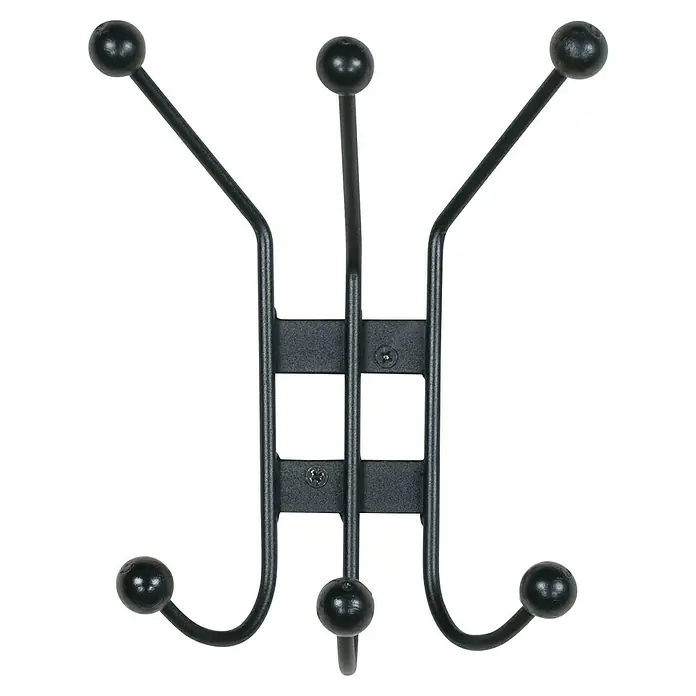 Spinder Design Garderobenhaken Barato 1 - L x B x H: 10 x 16 x 22 cm - Schwarze Wandgarderobe mit fünf Haken und kugelförmigen Enden, ideal für Jacken und Accessoires. Praktisch und stilvoll für jeden Eingangsbereich.