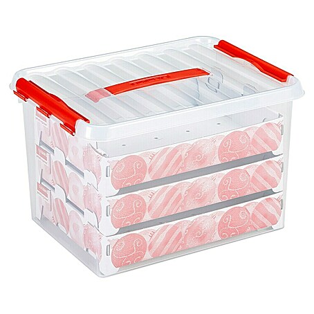 Sunware Aufbewahrungsbox Q-Line für Weihnachtskugeln (Passend für: 60 Christbaumkugeln (Ø 45 - 60 mm), L x B x H: 40 x 30 x 29 cm, Kunststoff, Transparent)