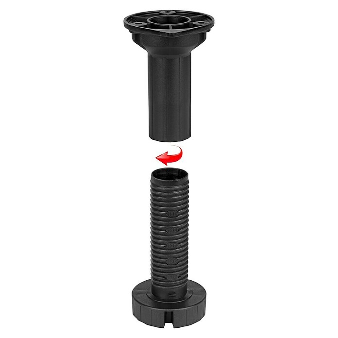 Walteco Postolje za namještaj  (Ø x V: 4,5 x 15 cm, Nosivost: 250 kg, Plastika, Crna) | BAUHAUS