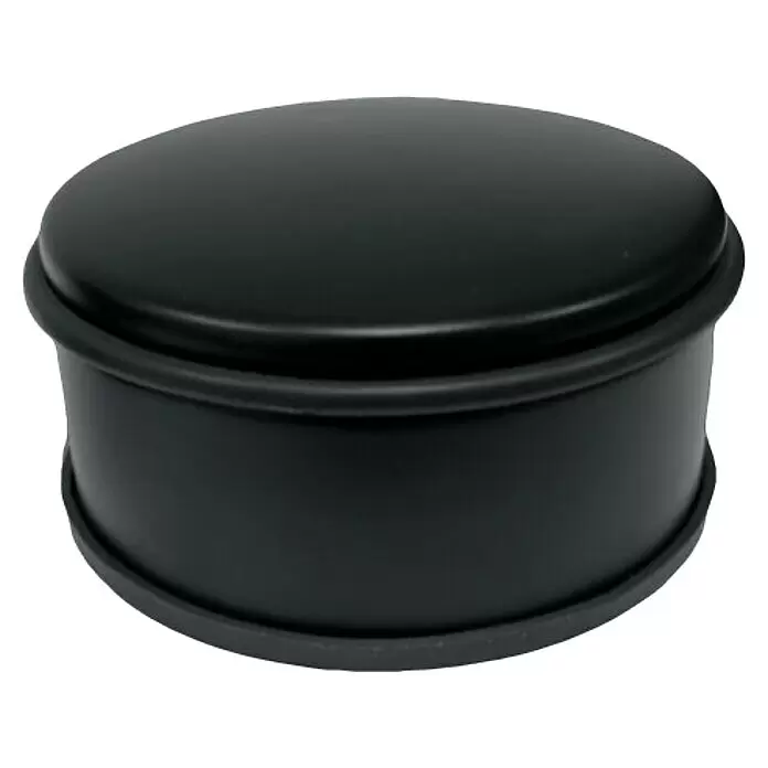 Walteco Bodentürstopper - Ø x H: 110 x 60 mm, Metall - Schwarzer matter runder Behälter mit Deckel.