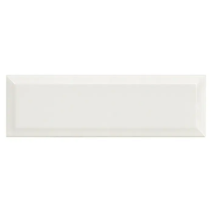 Modern Style Wandfliese Metro Biselado - 9,8 x 29,8 cm, Weiß, Glänzend - Glänzende, längliche, rechteckige weiße Metrofliese für Küchenrückwände und Badezimmerwände.
