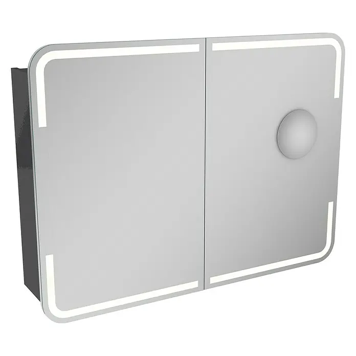 Camargue Stella LED-Spiegelschrank - B x H: 100 x 73,7 cm, Holz, Grafit, Mit Beleuchtung, Kantenausführung Tür: Abgerundet - Ein moderner Badezimmerspiegelschrank mit integrierter LED-Beleuchtung, der Funktionalität und Stil in Ihr Bad bringt.