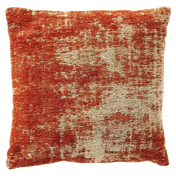 Kissen Lene - Potters Clay, 45 x 45 cm, 100 % Baumwolle - Dekorative orangefarbene Kissen mit einem verblichenen Muster, perfekt um jedem Raum Wärme und Textur zu verleihen.