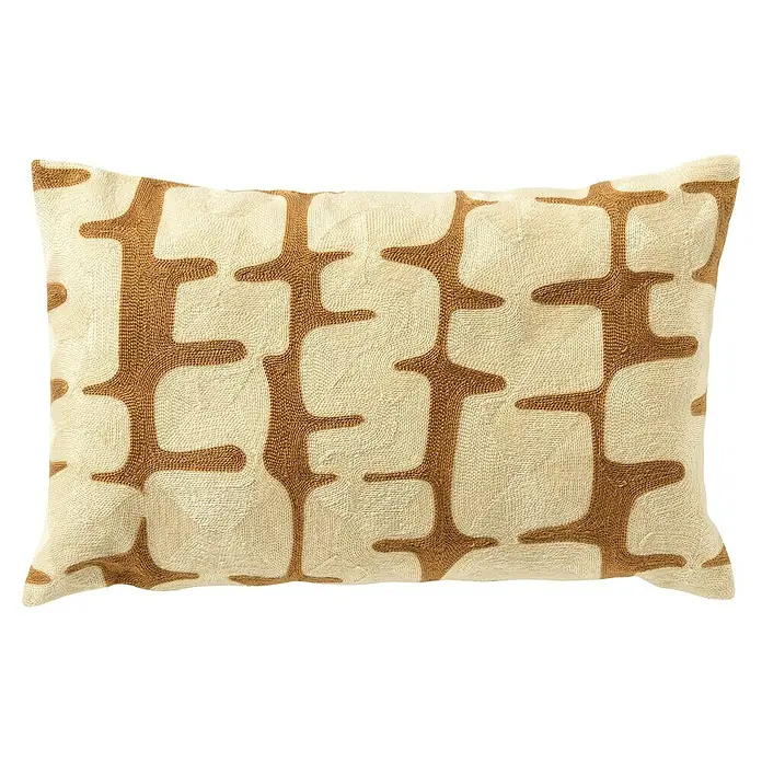 Kissen Andreas - Tapioca, 50 x 30 cm, 70 % Baumwolle, 30 % Acryl - Dekoratives Kissen mit abstraktem Muster in Braun und Beige, ideal für Sofa oder Bett.