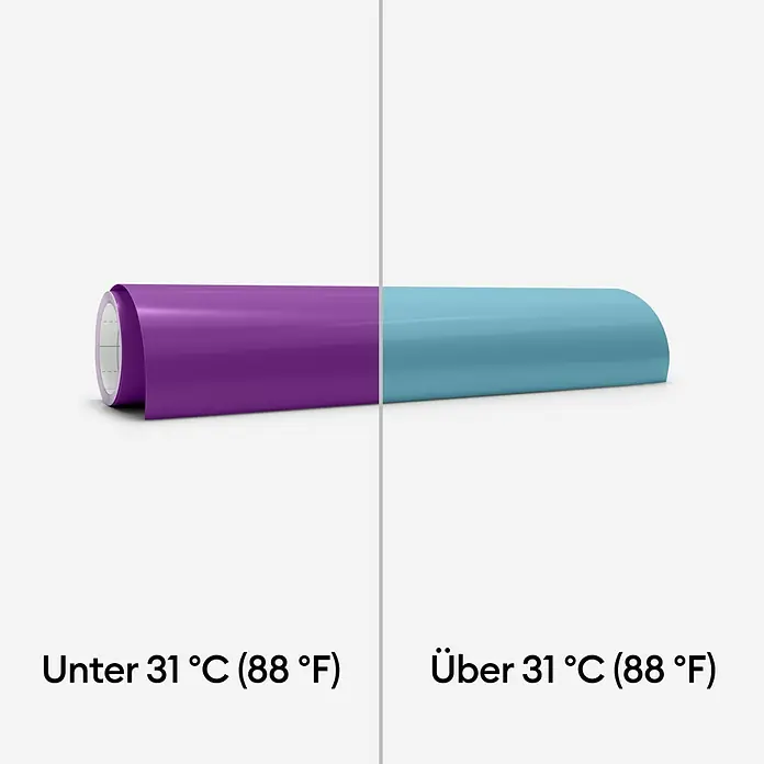 Cricut Vinylfolie Color Change Hot Permanent - 1 Stk., Lila/Türkis, 30 x 60 cm - Thermochromfolie: Lila unter 31 °C, blau über 31 °C. Ideal für kreative Projekte, die Temperaturänderungen sichtbar machen.