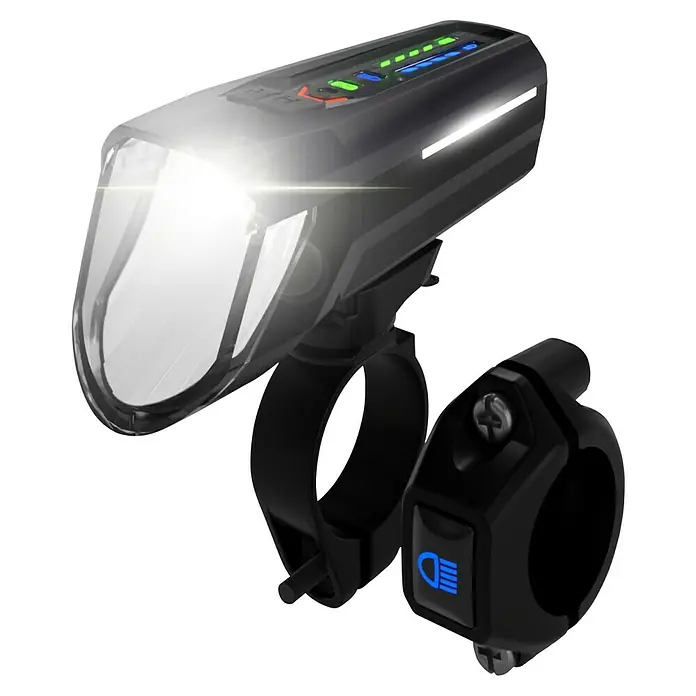 Fischer Fahrradbeleuchtungs-Set - LED, Schwarz, Beleuchtungsstärke: 100 lx - Bike-Scheinwerfer mit Halterung für Lenkerbefestigung. Ein Muss für jeden Radfahrer für mehr Sicherheit bei Nacht und in der Dämmerung.