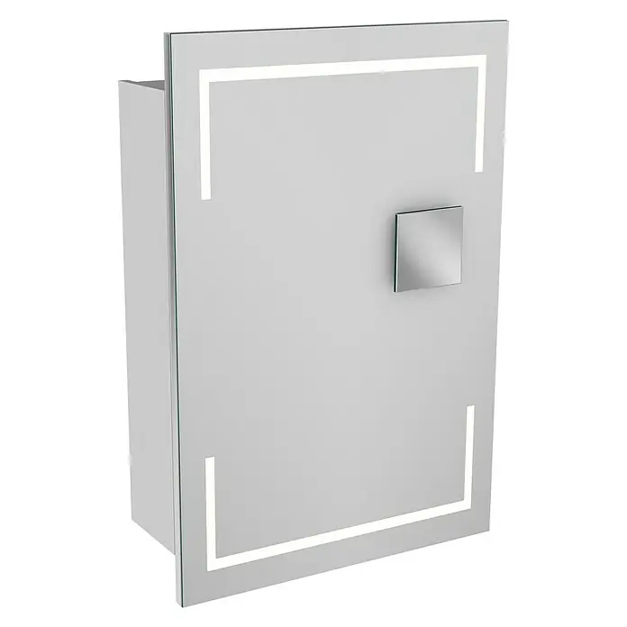 Camargue Stella LED-Spiegelschrank - B x H: 51 x 73,7 cm, Holz, Weiß, DIN Anschlag: Rechts, Kantenausführung Tür: Eckig - Moderner Spiegelschrank mit quadratischem Griff und umlaufender LED-Beleuchtung, ideal für jedes Badezimmer.