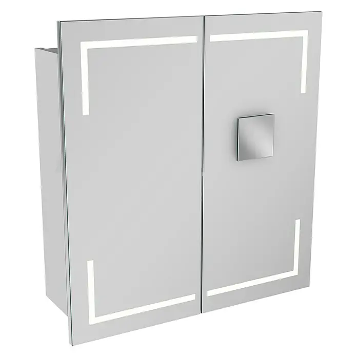 Lanzet K5 Badmöbel-Set K57W2R - 67,9 cm, Weiß - Ein moderner Spiegelschrank mit LED-Beleuchtung. Der schlichte, funktionale Badschrank bietet Stauraum und ist ein echter Hingucker im Badezimmer.