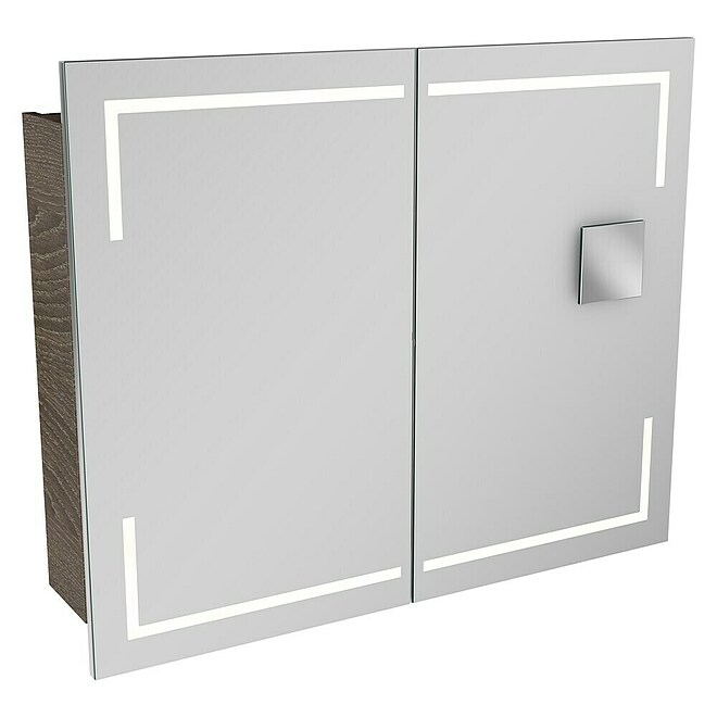 Camargue Stella LED-Spiegelschrank  (B x H: 90 x 73,7 cm, Eiche Maron)