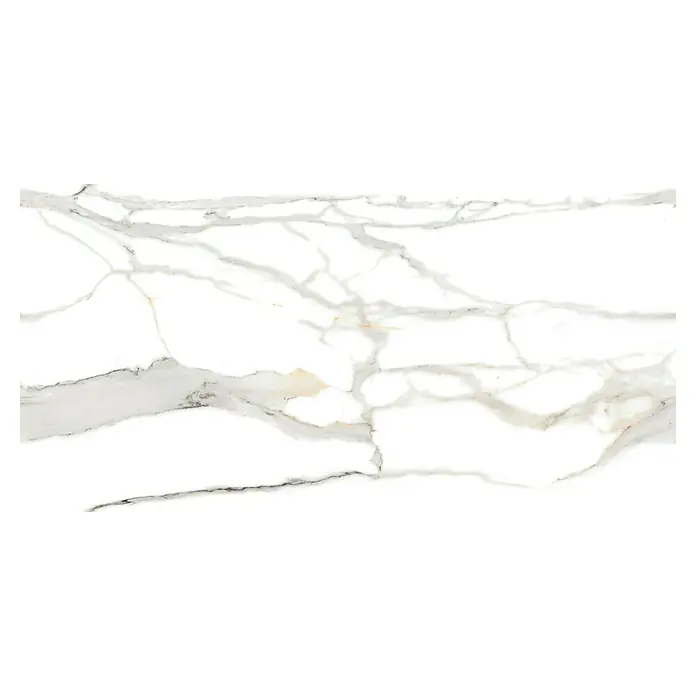 Momastela Feinsteinzeugfliese Calacatta Gold Matt - Weiß/Grau/Gold, Matt, L x B x S: 60 x 120 x 0,9 cm - Weiße Marmorplatte mit eleganten grauen und goldenen Adern.
