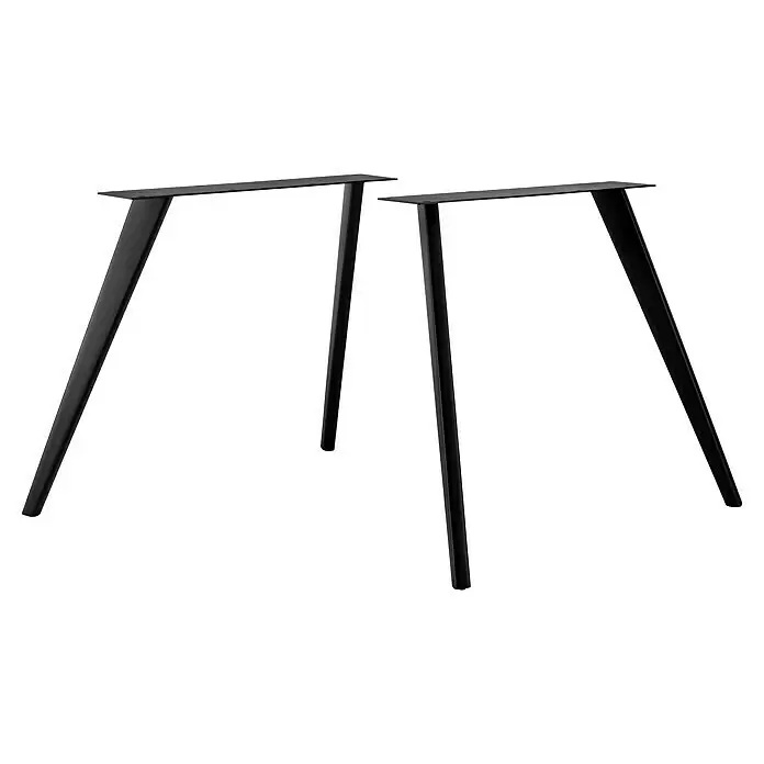 Tischbein CITYLINE Sydney - L x H: 914 x 720 mm, Schwarz - Zwei schwarze Metall-Tischbeine mit abgewinkelten, konischen Profilen und flachen Montageplatten.