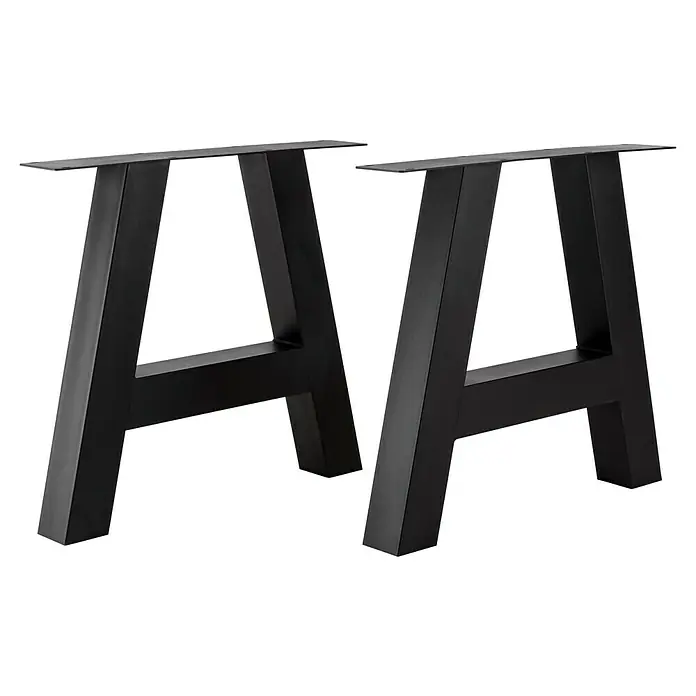 Tischbein CITYLINE Berlin - 780 x 720 mm, Schwarz - Zwei schwarze, trapezförmige Tischbeine aus Metall. Diese sind stabil und modern gestaltet, perfekt für individuelle Möbelprojekte.
