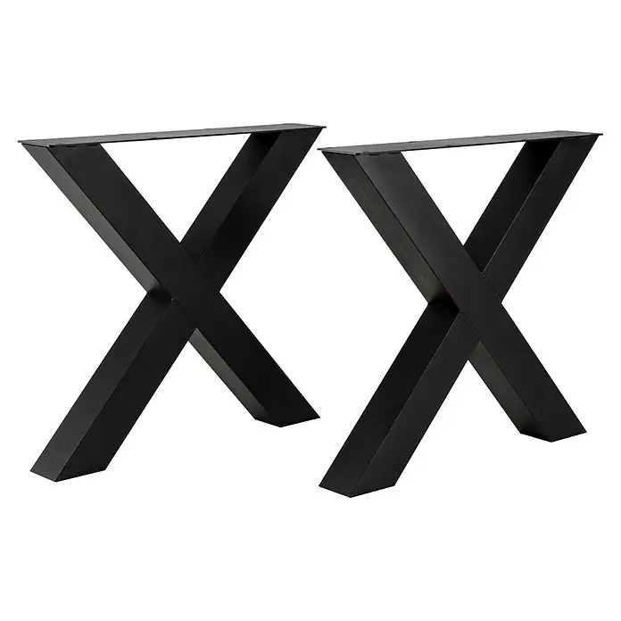 Tischbein CITYLINE Kopenhagen - 780 x 720 mm, Schwarz - Zwei schwarze X-förmige Tischbeine aus Metall, die ein modernes und minimalistisches Design für jeden Tisch bieten.