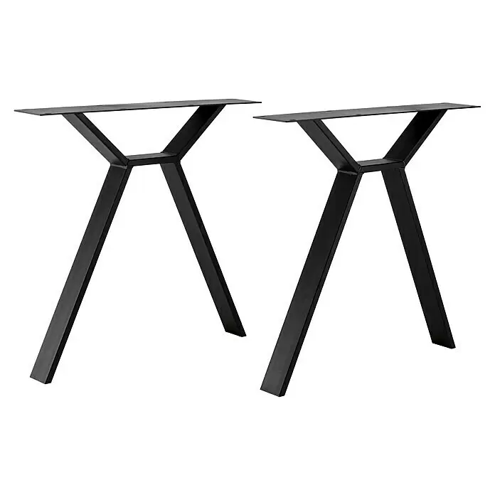 Tischbein CITYLINE Prag - L x H: 780 x 720 mm, Schwarz - Zwei schwarze Metall-Tischbeine mit modernem, geometrischem Design.