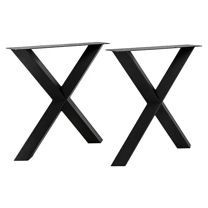 Tischbein CITYLINE Bergen - L x H: 780 x 724 mm, Schwarz - Zwei schwarze Metall-Tischbeine in X-Form.
