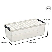 Sunware Aufbewahrungsbox Q-Line (L x B x H: 48,5 x 19 x 14,7 cm, Kunststoff, Transparent, Farbe Griff: Schwarz)