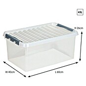 Sunware Aufbewahrungsbox Q-Line (L x B x H: 60 x 40 x 26 cm, Kunststoff, Transparent, Farbe Griff: Schwarz)