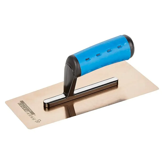 Profi Depot by Storch-Ciret Venezianische Glättkelle Ergo - 24 x 11 cm - Glättkelle mit blauem Griff und glänzender Klinge für professionelles Auftragen von Putz und Spachtel.