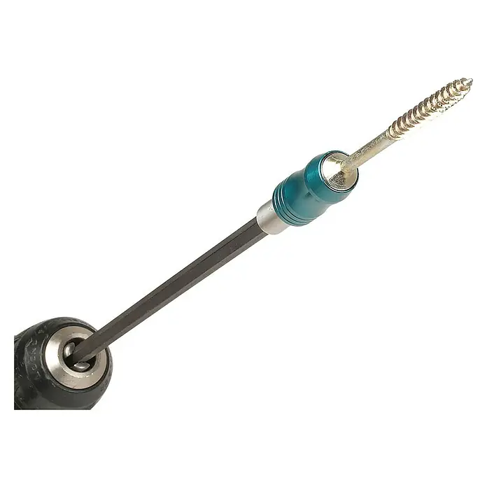Wolfcraft Portabits para herramientas eléctricas - Largo: 250 mm - Una broca con un largo mango hexagonal y una punta de tornillo, utilizada para aplicaciones de perforación de precisión.