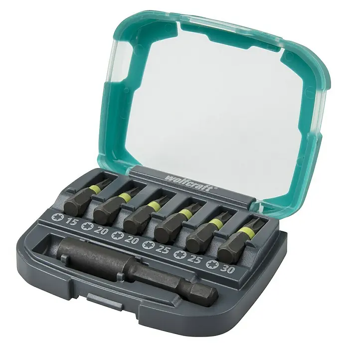 Wolfcraft Bit-Box Torx - 7 -tlg. - Wolfcraft Torx-Bit-Set mit verschiedenen Größen in einer praktischen Aufbewahrungsbox mit durchsichtigem Deckel.