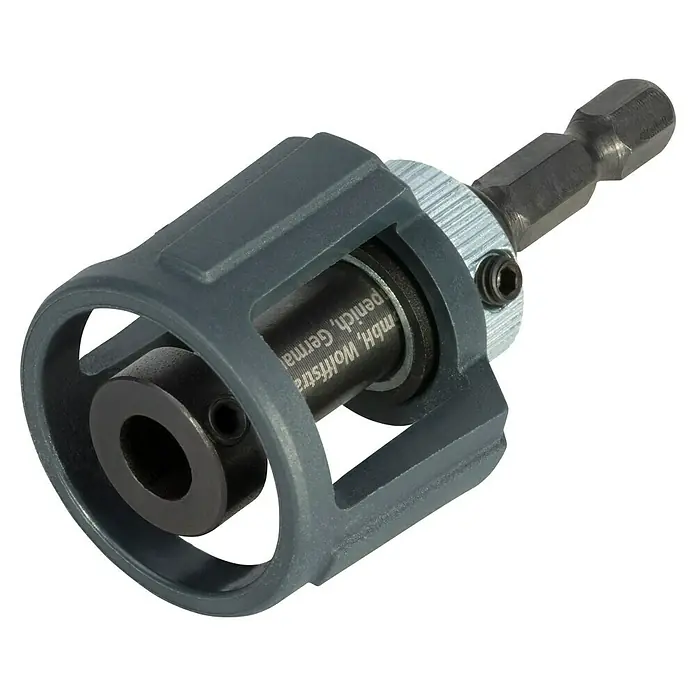 Wolfcraft Bithalter mit Tiefenstopp - Länge: 60 mm, ¼″ Sechskant - Eine Nahaufnahme eines Bohrschraubers von Wolffstra, der für präzises und effizientes Schrauben entwickelt wurde.\n