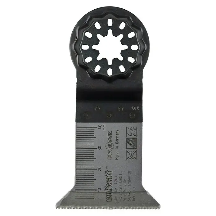 Wolfcraft Tauchsägeblatt Expert BiM - Arbeitsbreite: 50 mm - Oszillierende Sägeblattaufnahme mit StarLock-System. Das Wolfcraft-Sägeblatt ist ideal für präzise Schnitte in verschiedenen Materialien, Made in Germany.
