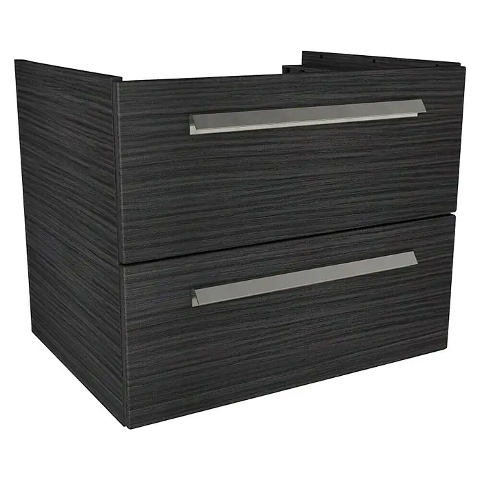 Lanzet K1 Badmöbel-Set K16D2R - Gesamtbreite Badmöbel: 59,2 cm, Dark Oak, DIN Anschlag: Rechts - Moderne Waschtischunterschrank mit zwei Schubladen und Griffen aus Edelstahl für ein stilvolles Badezimmer.
