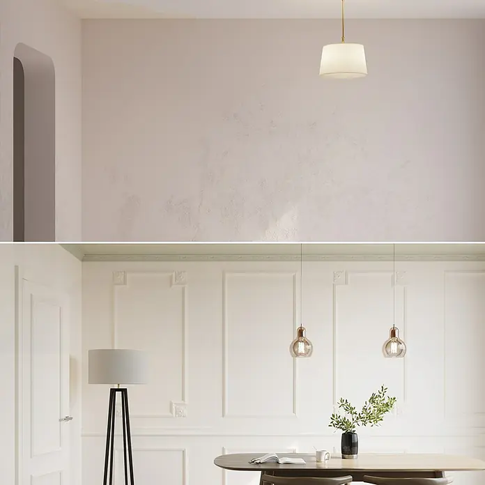 Nmc Decoflair Rosette M60 - Durchmesser: 80 mm, Hochverdichteter Polyurethanschaum (PU), Weiß, 2 Stk. - Elegante Leuchte mit sanftem Licht für ein gemütliches Ambiente. Das perfekte Designelement für jeden Raum.