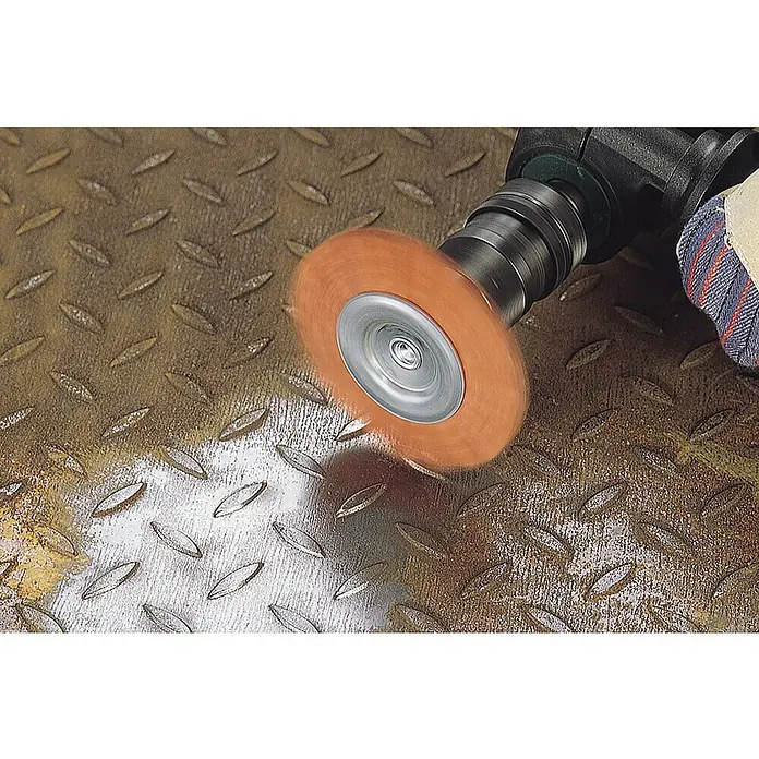 Wolfcraft Nylon-Scheibenbürste - Durchmesser: 75 mm, Holz - Schleifwerkzeug beim Reinigen einer Metalloberfläche. Ideal zum Entfernen von Rost und Farbe, um das Metall wieder zum Glänzen zu bringen.
