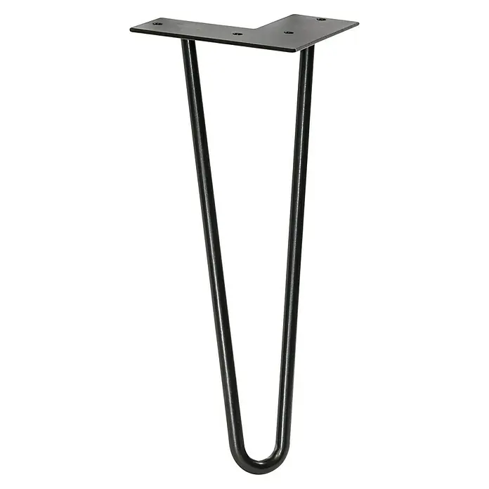 Wagner System Möbelfuß Hairpinlegs - Stahl, Höhe: 30 cm, Schwarz - Schwarze Haarnadel-Tischbeine aus Metall mit quadratischer Montageplatte, ideal für DIY-Möbelprojekte.