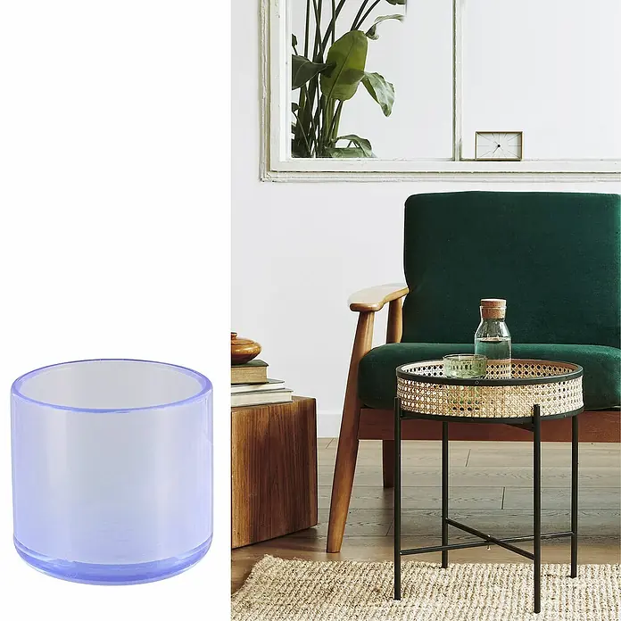 Wagner System Rohrkappen - Durchmesser: 25 mm, 4 Stk., Transparent - Ein lilafarbener Kerzenhalter aus Glas, perfekt für eine stimmungsvolle Beleuchtung in jedem Raum.
