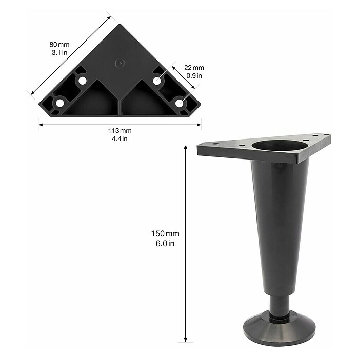 Wagner System Noga za pohištvo  (Plastika, Višina: 15,2 cm) | 1153 - Möbelfüße Metall | AAEB - Möbelbeschläge | AAE - Beschläge | AA - Eisenwaren | A - Eisenwaren | BAUHAUS