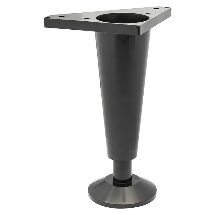 Wagner System Möbelfuß - Kunststoff, Höhe: 15,2 cm - Schwarzer Möbelfuß aus Kunststoff mit quadratischer Montageplatte und breitem Fuß für Stabilität.