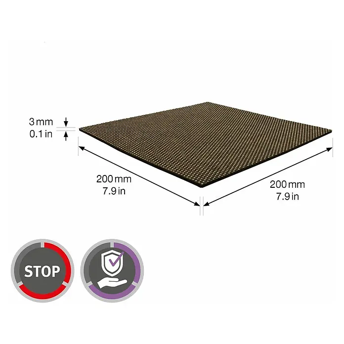 Wagner System Antirutschmatte - 200 x 200 mm, Filz, Braun, Beige - Produktbild einer quadratischen Antirutschmatte mit den Maßen 200 x 200 mm und einer Dicke von 3 mm, geeignet für verschiedene Anwendungen.