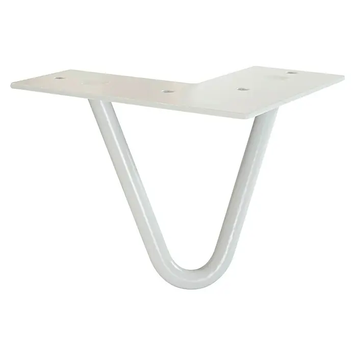 Wagner System Möbelfuß Hairpinlegs - Stahl, Höhe: 10 cm, Licht Grau - Weißes Haarnadel-Tischbein mit Montageplatte und gebogener Metallstruktur für Möbelprojekte und DIY-Enthusiasten.