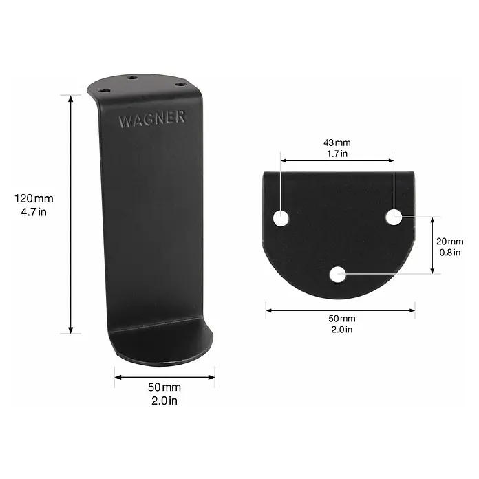 Wagner System Möbelfuß - Stahl, L x H: 5 x 12 cm - Abbildung eines schwarzen, metallenen Möbelbeins von Wagner mit Maßangaben, das robust und stilvoll ist.