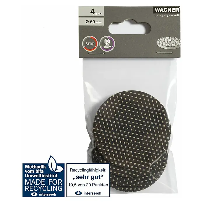 Wagner System Anti-Rutsch-Pad - Ø x H: 60 x 3 mm, Braun/Beige, Kleben, 4 Stk. - Wagner Design Yourself Möbelgleiter, 4 Stück, Durchmesser 60 mm. Zum Schutz von Böden vor Kratzern und Beschädigungen.