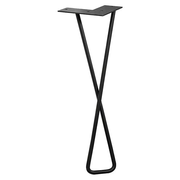 Wagner System Möbelfuß Hairpin Twist - Höhe: 400 mm, Stahl, Schwarz - Schwarze, moderne Haarnadel-Tischbeine aus Metall, ideal für einzigartige Möbeldesigns und DIY-Projekte. Stabiles und stilvolles Design.