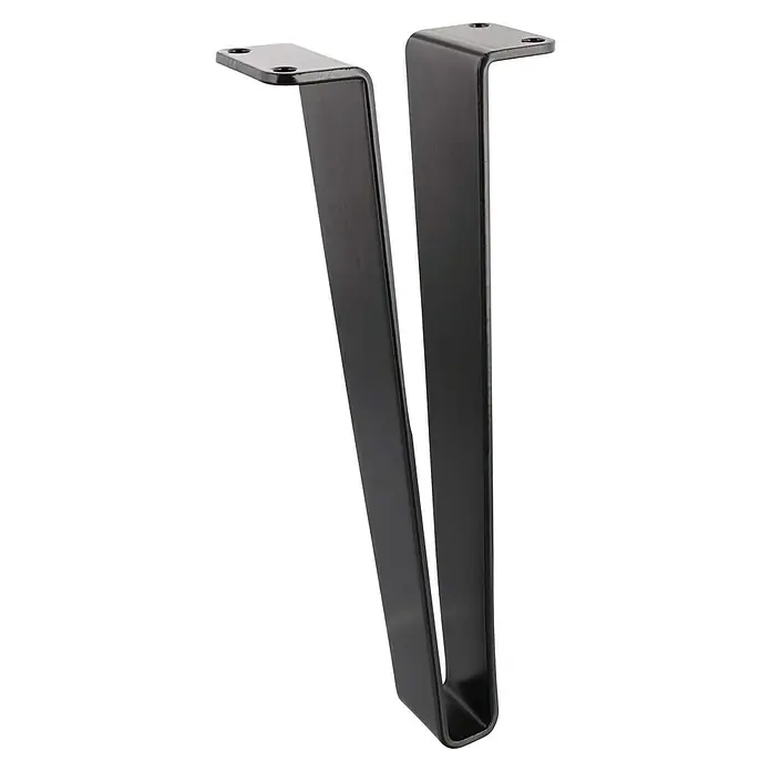 Wagner System Möbelfuß - Höhe: 20 cm, Stahl, Schwarz - Schwarze Metallmöbelbeine in V-Form mit Montageplatten, ideal für DIY-Möbelprojekte und zur Individualisierung von Tischen.