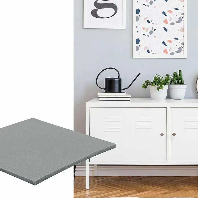 Wagner System Bodenschutzmatte - L x B x H: 100 x 100 x 4 mm, 1 Stk., Grau, Kleben - Graue Melaminplatte, ideal für Möbelbau und Innenausbau. Robust, pflegeleicht und vielseitig einsetzbar.