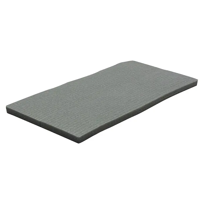 Wagner System Softpads - L x B x H: 100 x 24 x 4 mm, 4 Stk., Grau, Kleben - Nahaufnahme eines grauen Schaumstoffblocks mit feinporiger Oberfläche, ideal für Dämmung und Polsterung.