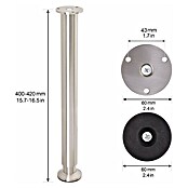 Wagner System Teleskop-Möbelfuß (Durchmesser: 3,8 cm, Höhenverstellung: 40 cm - 41,8 cm, Stahl) | BAUHAUS