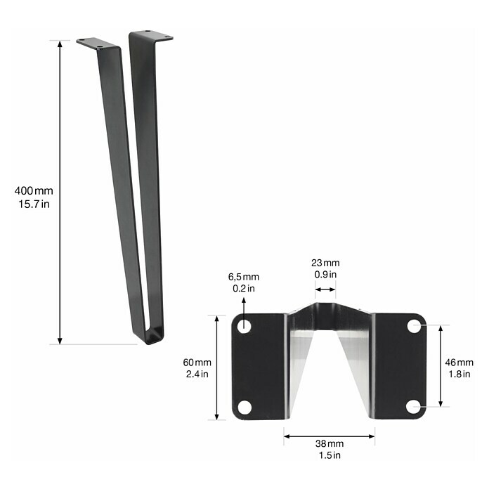 Wagner System Möbelfuß (Höhe: 40 cm, Stahl, Schwarz) | BAUHAUS