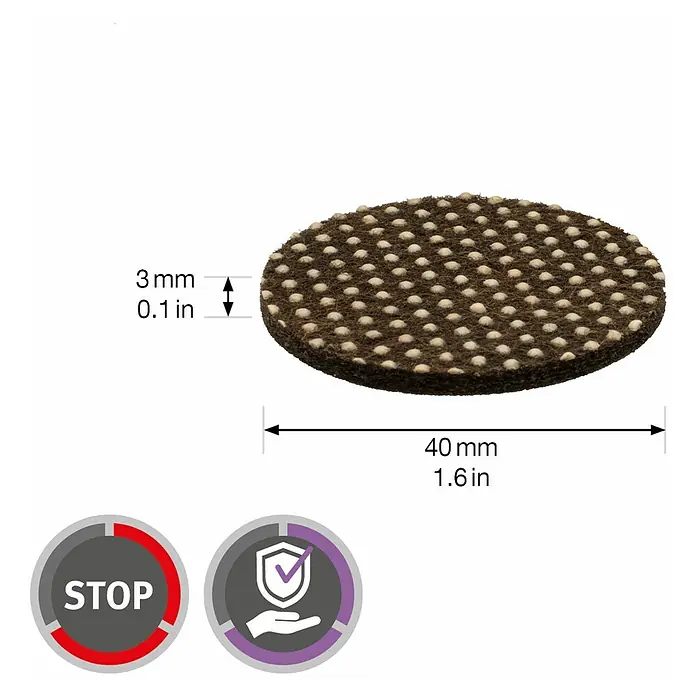 Wagner System Anti-Rutsch-Pad - Ø x H: 40 x 3 mm, Braun/Beige, Kleben, 4 Stk. - Abgebildet ist ein runder Möbelgleiter mit den Maßen 40mm Durchmesser und 3mm Dicke, um Möbel vor Kratzern zu schützen.