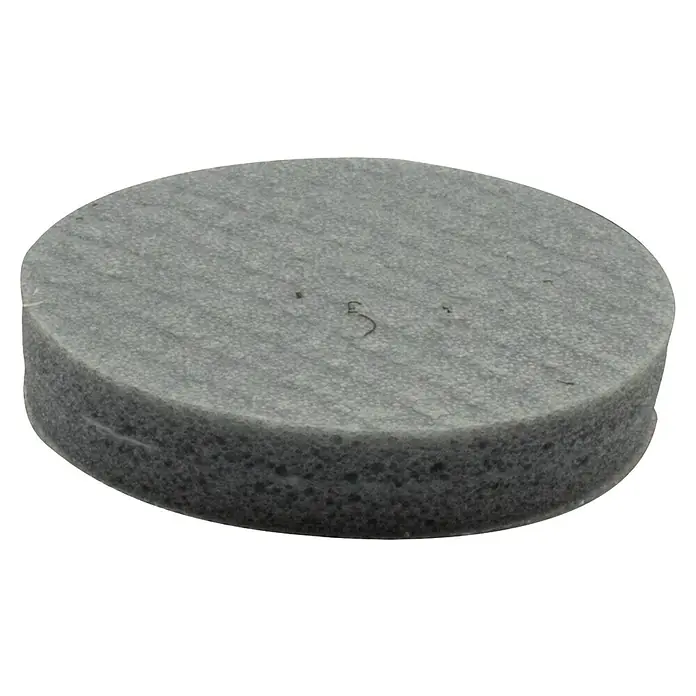 Wagner System Softpads - Ø x H: 19 x 4 mm, 16 Stk., Grau, Kleben - Nahaufnahme eines runden, grauen Polierpads, das für Schleifarbeiten oder zum Auftragen von Polituren verwendet wird.