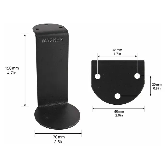 Wagner System Möbelfuß - Stahl, L x H: 7 x 12 cm - Abbildung eines schwarzen Wagner Möbelgleiters mit Maßangaben, ideal zum Schutz von Böden und einfachen Verschieben von Möbeln.